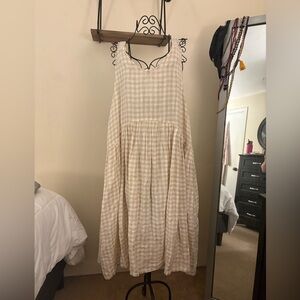 Natural Gingham Volume Dress
